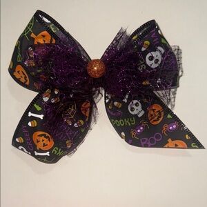 Halloween Themed Hair Bow with Glitter